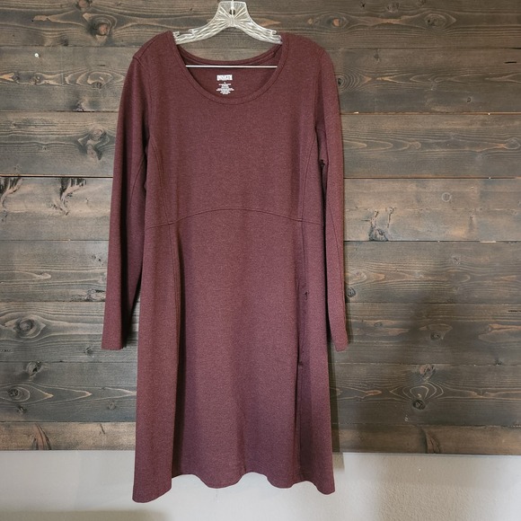 Duluth Trading Co NoGA Classic Dress Large Maroon Long Sleeve Stretchy Pocket - Picture 10 of 10